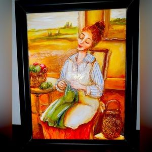 Monika Seidenbusch, “Knitting, by the window”